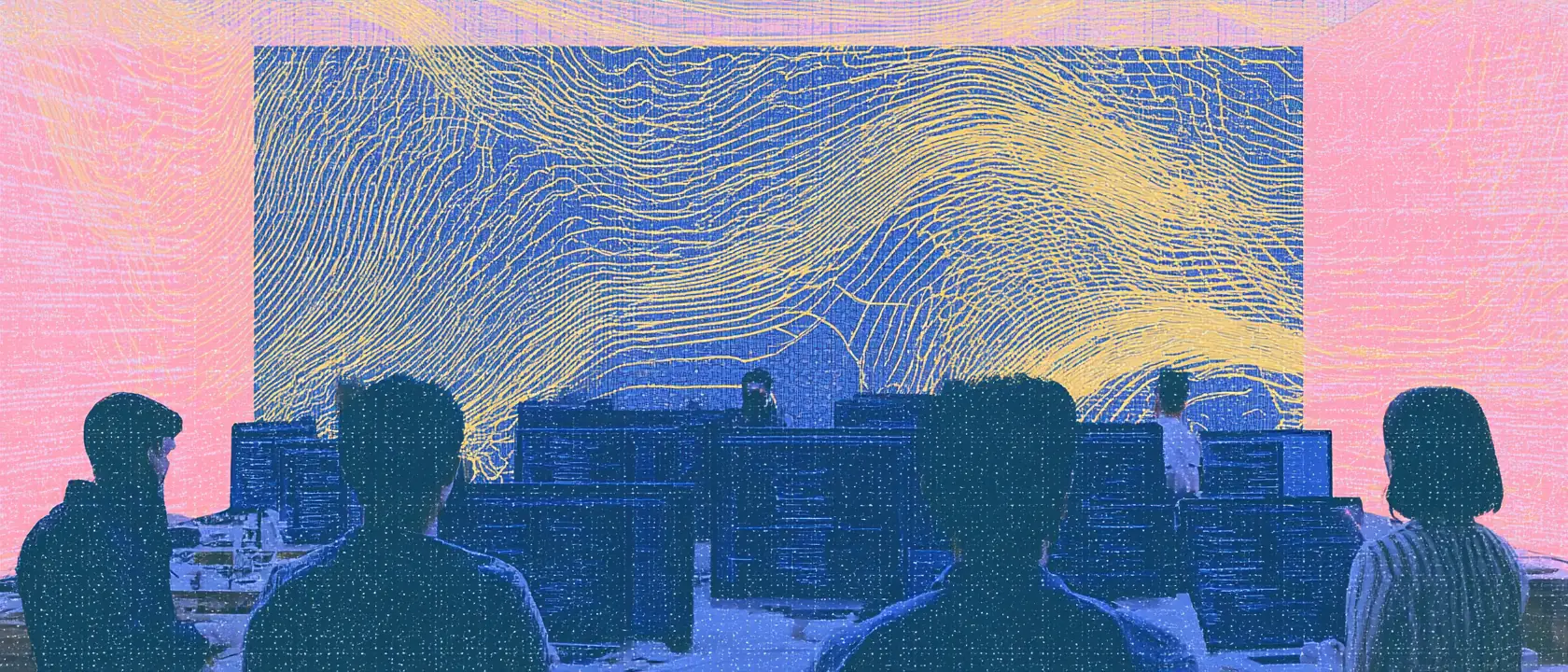 Uma equipa a analisar onde a IA compensa no seu negócio